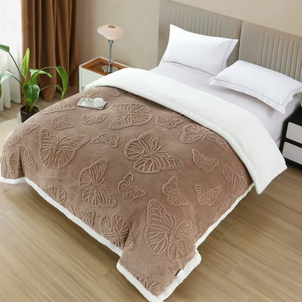Patura Cocolino pufoasa, PLIC CU FERMOAR cu blanita, FLUTURI 3D, 200 x 230cm, pentru 2 persoane, PCSF14 Patura Cocolino pufoasa, PLIC CU FERMOAR cu blanita, FLUTURI 3D, 200 x 230cm, pentru 2 persoane, PCSF14
