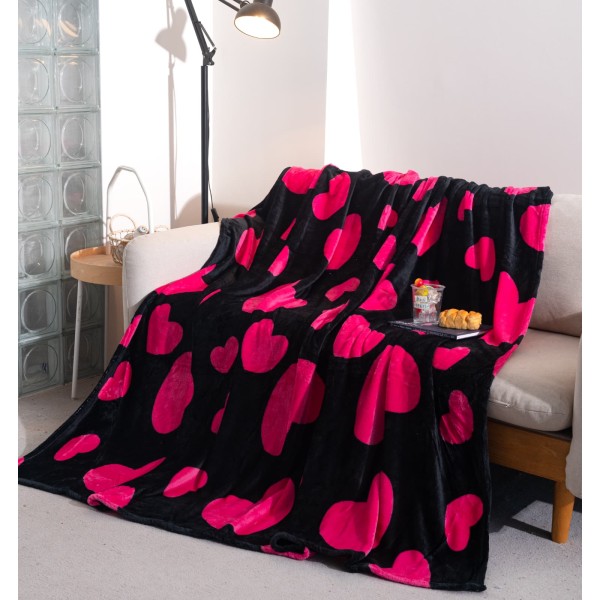 Patura cocolino 200x230 cm, NEAGRA INIMA  ROZ,cod produs PCIL4