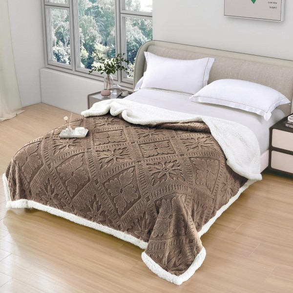 Patura Cocolino pufoasa, PLIC CU FERMOAR cu blanita, MODEL 3D, 200 x 230cm, pentru 2 persoane, PCY1