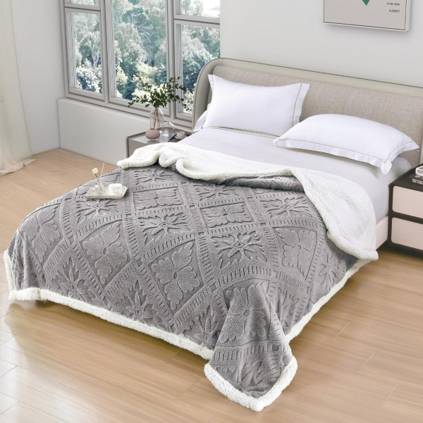 Patura Cocolino pufoasa, PLIC CU FERMOAR cu blanita, MODEL 3D, 200 x 230cm, pentru 2 persoane, PCY2