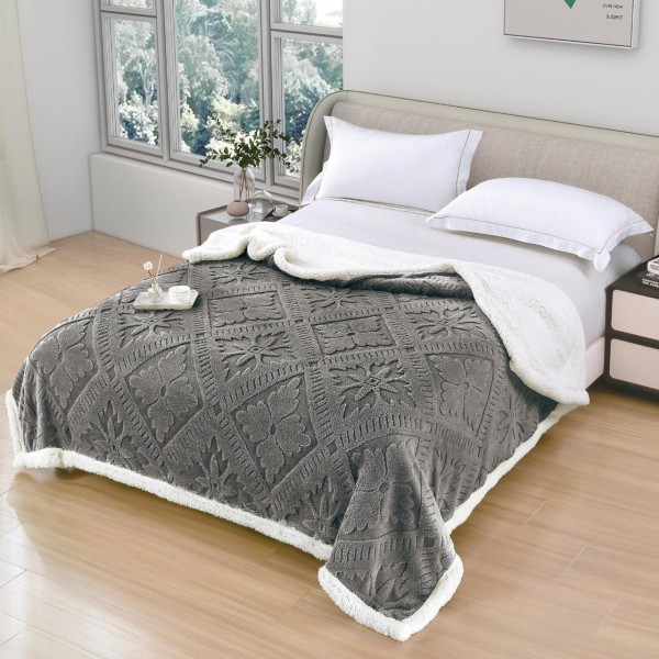 Patura Cocolino pufoasa, PLIC CU FERMOAR cu blanita, MODEL 3D, 200 x 230cm, pentru 2 persoane, PCY4