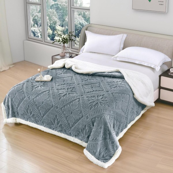 Patura Cocolino pufoasa, PLIC CU FERMOAR cu blanita, MODEL 3D, 200 x 230cm, pentru 2 persoane, PCY5