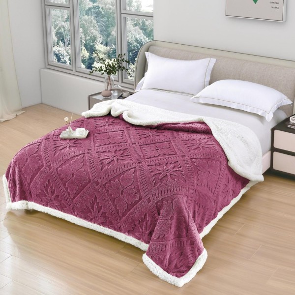 Patura Cocolino pufoasa, PLIC CU FERMOAR cu blanita, MODEL 3D, 200 x 230cm, pentru 2 persoane, PCY8