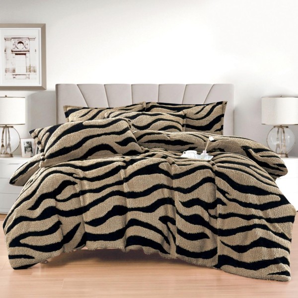 Lenjerie Cocolino DIN BLANITA DE OAIE,4 piese cu elastic ,MODEL ZEBRA 3D IN RELIEF LC4PEY2