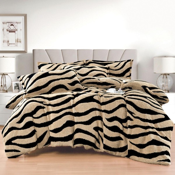 Lenjerie Cocolino DIN BLANITA DE OAIE,4 piese cu elastic ,MODEL ZEBRA 3D IN RELIEF LC4PEY4