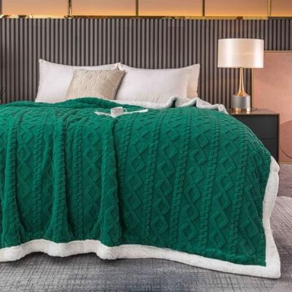 Patura CoCoLiNo cu blanita, TIP TRICOTAJ, 200x230cm, Jojo Home, VERDE