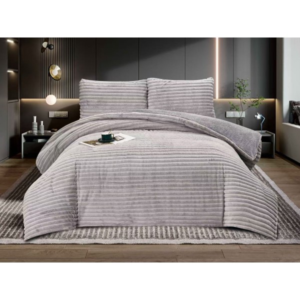 Pilota cocolino cu blăniță 200x230 și 2 fețe de pernă 50x75 dungi gri deschis   pcsz9 Pilota cocolino cu blăniță 200x230 și 2 fețe de pernă 50x75 dungi gri deschis   pcsz9
