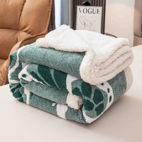Pătură Cocolino 3D cu Blăniță – Moale, Călduroasă și Elegantă, Imprimeu Fluture, 200×230 cm-Verde PBFJ4