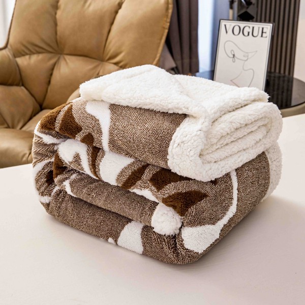 Pătură Cocolino 3D cu Blăniță – Moale, Călduroasă și Elegantă, Imprimeu Fluture, 200×230 cm-Maro PBFJ6