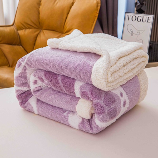 Pătură Cocolino 3D cu Blăniță – Moale, Călduroasă și Elegantă, Imprimeu Fluture, 200×230 cm-Lila PBFJ8
