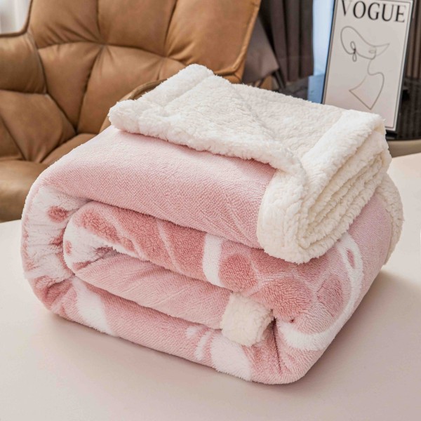 Pătură Cocolino 3D cu Blăniță – Moale, Călduroasă și Elegantă, Imprimeu Fluture, 200×230 cm-Roz PBFJ9