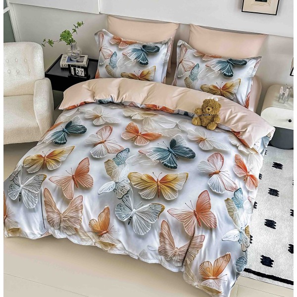 Set Lenjerie de Pat cu Elastic, Finet, 5D, 4 Piese J1PE24 Set Lenjerie de Pat cu Elastic, Finet, 5D, 4 Piese J1PE24