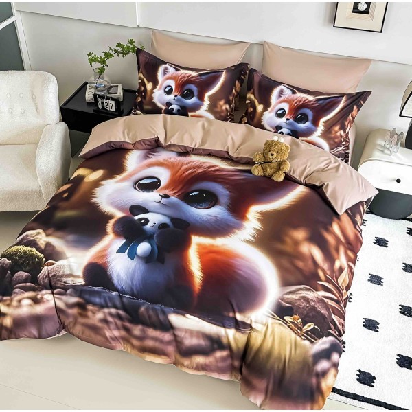 Set Lenjerie de Pat cu Elastic, Finet, 3D, 4 Piese J1PE26 Set Lenjerie de Pat cu Elastic, Finet, 3D, 4 Piese J1PE26