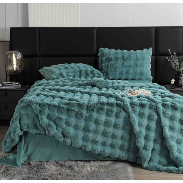 Lenjerie pat dublu, ExtraPufoasa, din Blanita artificiala de Iepure, 6 piese, Jojo Home LCBI01 ,TURQOISE Lenjerie pat dublu, ExtraPufoasa, din Blanita artificiala de Iepure, 6 piese, Jojo Home LCBI01 ,TURQOISE
