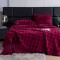 Lenjerie pat dublu, ExtraPufoasa, din Blanita artificiala de Iepure, 6 piese, Jojo Home LCBI05,  BORDO