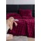 Lenjerie pat dublu, ExtraPufoasa, din Blanita artificiala de Iepure, 6 piese, Jojo Home LCBI05,  BORDO