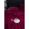 Lenjerie pat dublu, ExtraPufoasa, din Blanita artificiala de Iepure, 6 piese, Jojo Home LCBI05,  BORDO