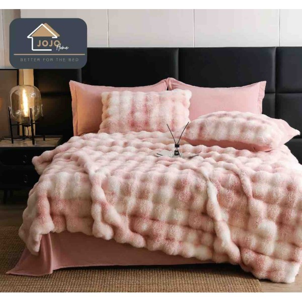 Lenjerie pat dublu, ExtraPufoasa, din Blanita artificiala de Iepure, 6 piese, Jojo Home LCBI07 Lenjerie pat dublu, ExtraPufoasa, din Blanita artificiala de Iepure, 6 piese, Jojo Home LCBI07