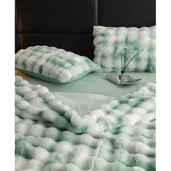 Lenjerie pat dublu, ExtraPufoasa, din Blanita artificiala de Iepure, 6 piese, Jojo Home LCBI09