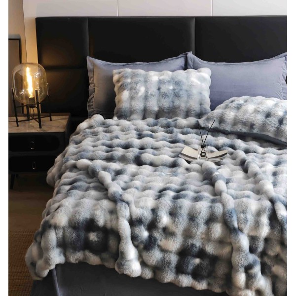 Lenjerie pat dublu, ExtraPufoasa, din Blanita artificiala de Iepure, 6 piese, Jojo Home LCBI10