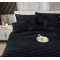 Lenjerie de pat cu Pilota Inclusa , Cearceaf cu Elastic, 6 Piese, Blană de Iepure Artificială,NEGRU ,PBI06