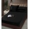 Lenjerie de pat cu Pilota Inclusa , Cearceaf cu Elastic, 6 Piese, Blană de Iepure Artificială,NEGRU ,PBI06