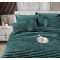 Lenjerie de pat cu Pilota Inclusa , Cearceaf cu Elastic, 6 Piese, Blană de Iepure Artificială,VERDE,PBI10