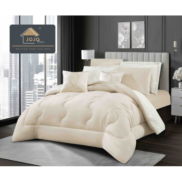 Lenjerie de pat cu Pilota Inclusa , Cearceaf cu Elastic, 6 Piese, Blană de Iepure Artificială SI CATIFEA ,PBI19