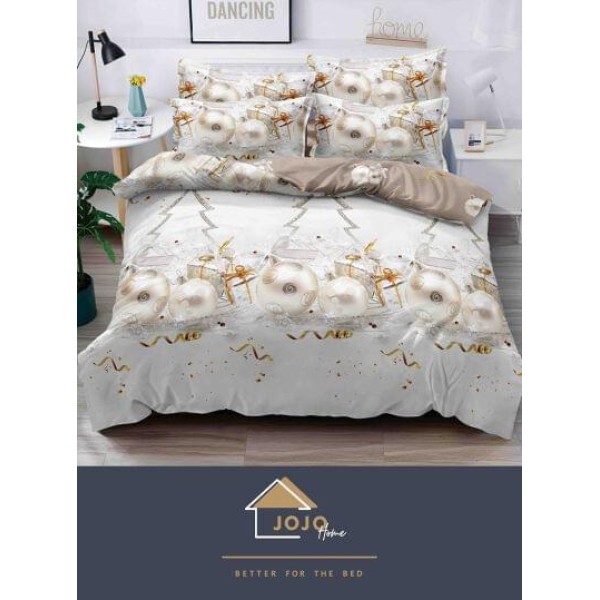 Lenjerie pat dublu, BUMBAC FINET, 6 piese, CRACIUN Collection, Jojo Home,C8