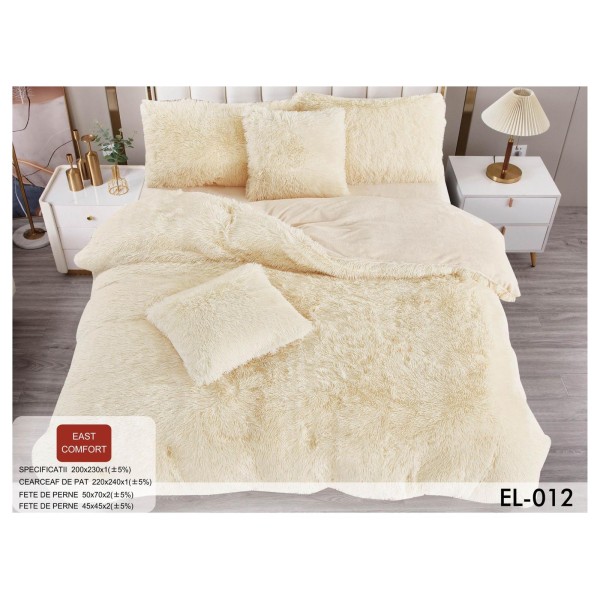 Set Lenjerie De Pat Pufoasa FLUFFY 6 piese, pat dublu,, EL-010