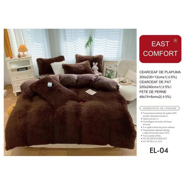 Set Lenjerie De Pat Pufoasa FLUFFY 6 piese, pat dublu,, EL-012
