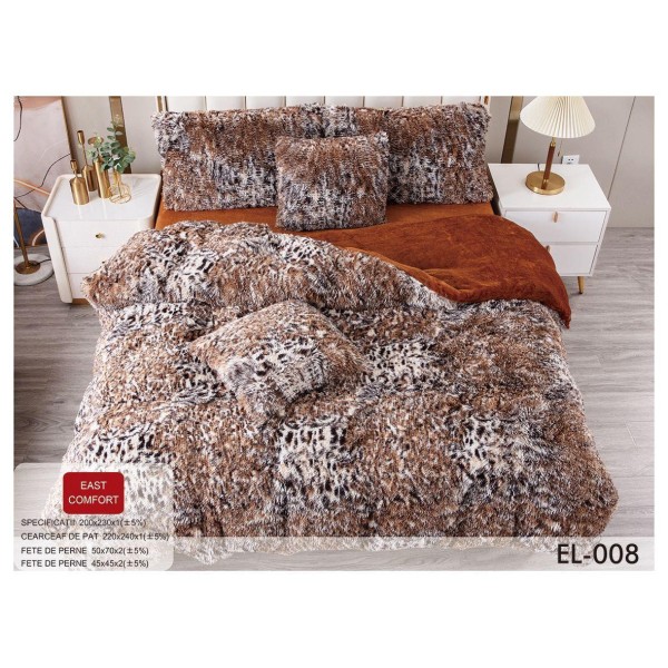 Set Lenjerie De Pat Pufoasa FLUFFY 6 piese, pat dublu,, EL-013