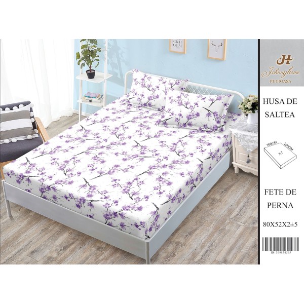 Husa de pat din Finet Satinat si fete de perna, 3 piese, 2 persoane, 160x200cm, HBSM3