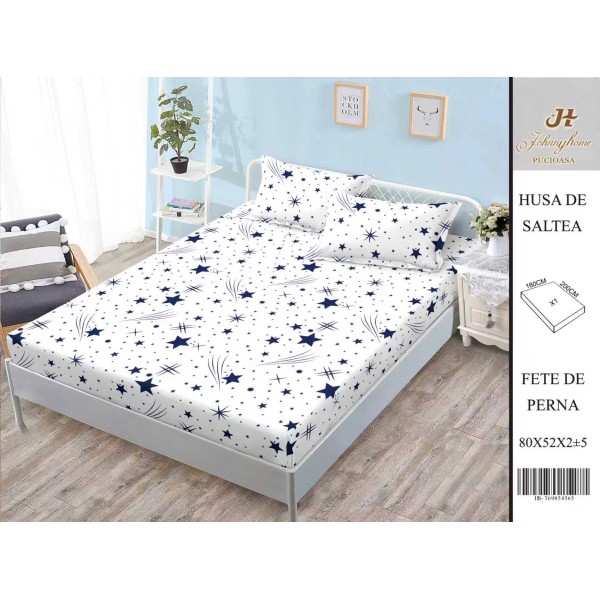 Husa de pat din Finet Satinat si fete de perna, 3 piese, 2 persoane, 160x200cm, HBSM4