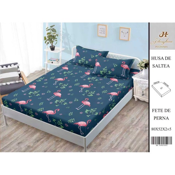 Husa de pat din Finet Satinat si fete de perna, 3 piese, 2 persoane, 160x200cm, HBSM5