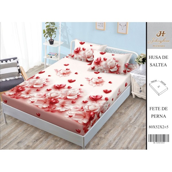Husa de pat din Finet Satinat si fete de perna, 3 piese, 2 persoane, 160x200cm, HBSM8