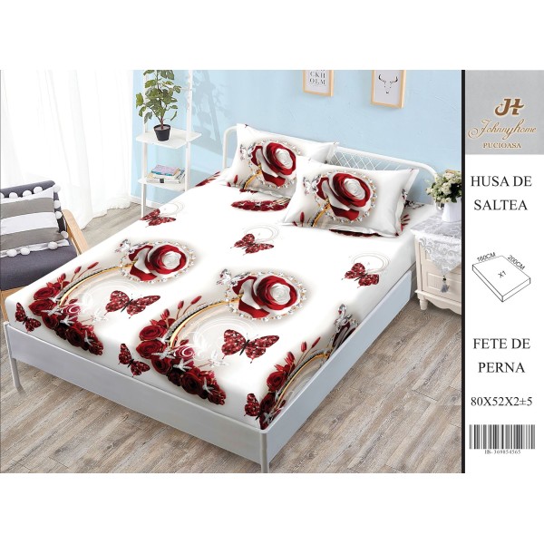 Husa de pat din Finet Satinat si fete de perna, 3 piese, 2 persoane, 160x200cm, HBSM9