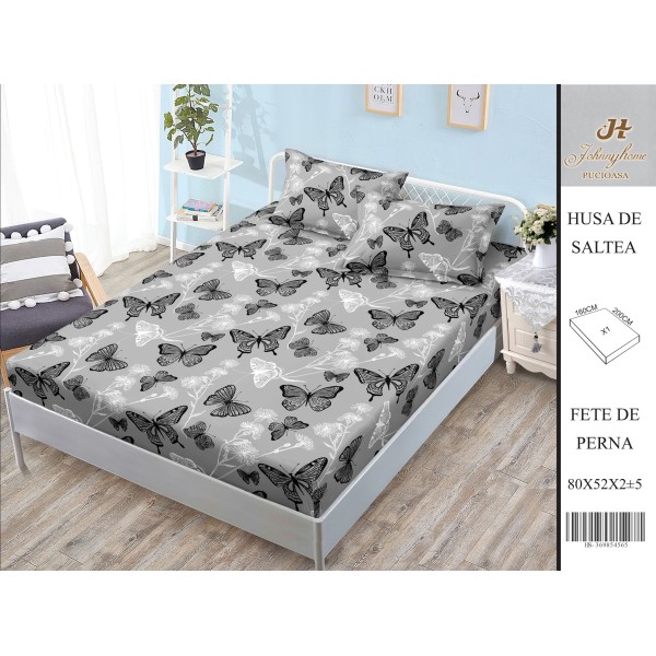 Husa de pat din Finet Satinat si fete de perna, 3 piese, 2 persoane, 160x200cm, HBSM12