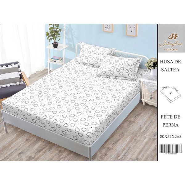 Husa de pat din Finet Satinat si fete de perna, 3 piese, 2 persoane, 160x200cm, HBSM20