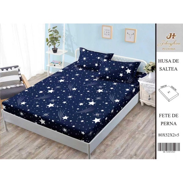 Husa de pat din Finet Satinat si fete de perna, 3 piese, 2 persoane, 160x200cm, HBSM22