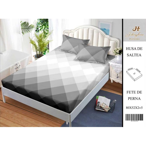 Husa de pat din Finet Satinat si fete de perna, 3 piese, 2 persoane, 160x200cm, HBSM24