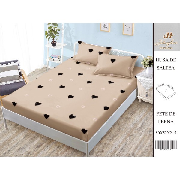 Husa de pat din Finet Satinat si fete de perna, 3 piese, 2 persoane, 160x200cm, HBSM27