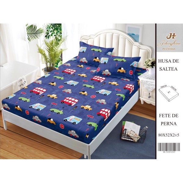 Husa de pat din Finet Satinat si fete de perna, 3 piese, 2 persoane, 160x200cm, HBSM30