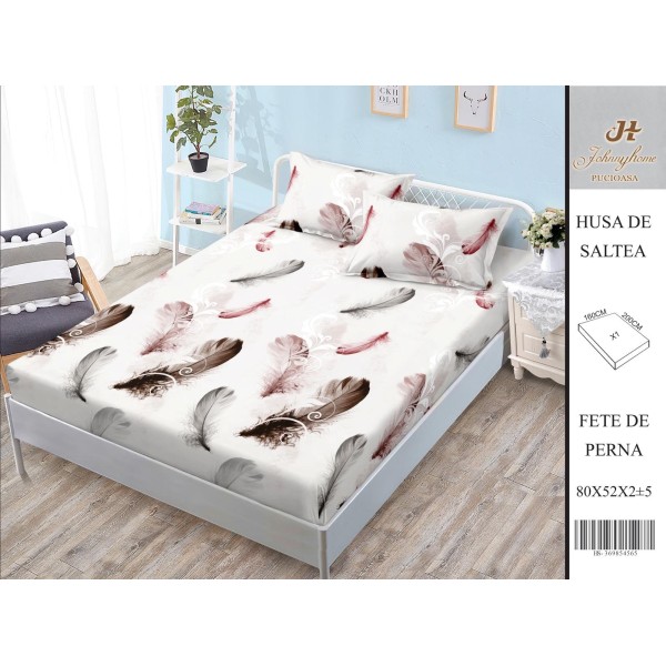 Husa de pat din Finet Satinat si fete de perna, 3 piese, 2 persoane, 160x200cm, HBSM31