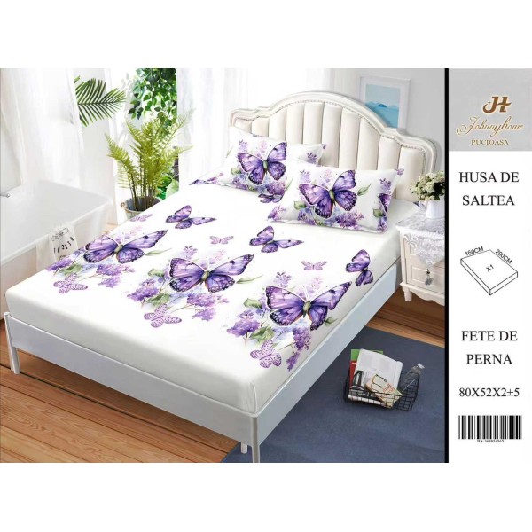 Husa de pat din Finet Satinat si fete de perna, 3 piese, 2 persoane, 160x200cm, HBSM33