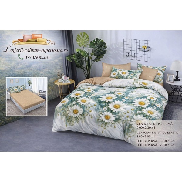 Lenjerie de pat 3D Premium –CEARCEAF DE PAT CU ELASTIC,180X200, COD LFPCE9