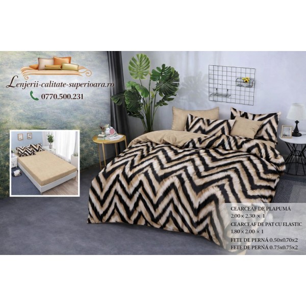 Lenjerie de pat 3D Premium –CEARCEAF DE PAT CU ELASTIC,180X200, COD LFPCE10