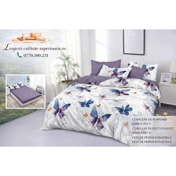 Lenjerie de pat 3D Premium –CEARCEAF DE PAT CU ELASTIC,180X200, COD LFPCE11