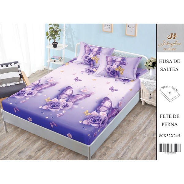 Husa de pat din Finet Satinat si fete de perna, 3 piese, 2 persoane, 160x200cm, HBSM35