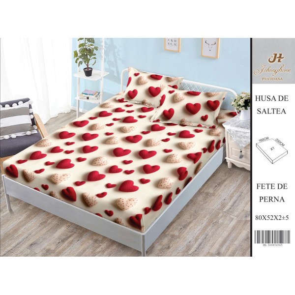 Husa de pat din Finet Satinat si fete de perna, 3 piese, 2 persoane, 160x200cm, HBSM40